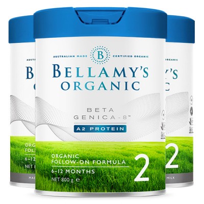 【澳洲直邮】BELLAMY'S贝拉米白金版有机A2婴儿配方奶粉2段800g(6-12个月) 3/6罐装可选